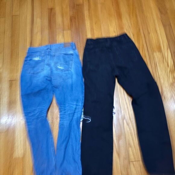 American Eagle Outfitters Blue and Black Distressed Boyfriend Jeans - Picture 7 of 8